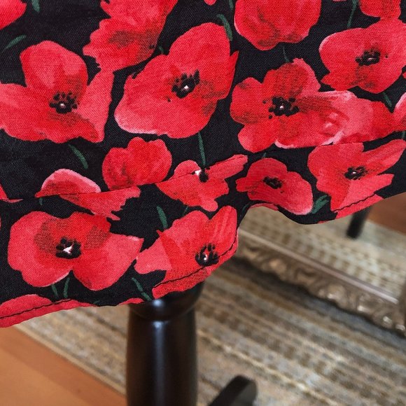 Zara Accessories Black with Poppies Ruffled Skirt Size Small - Picture 5 of 7